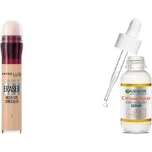 Prime New York Anti Age Eraser Kapatıcı, 01 Light, 6.8 ml + C Vitamini Parlak Süper Aydınlatıcı Serum (30 Ml)