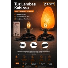 2 Adet- Doğal Kaya Tuzu Lambası Kablosu – 1,5 Metre Açma/kapama Düğmeli + Ampul Dahil