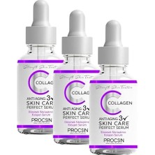 Prime Procsın Anti-Aging Kolajen Serum, Kırışıklık Karşıtı & Gözenek Sıkılaştırıcı, Yaşlanma Karşıtı & Cilt Yenileyici, Günlük Bakım, 20 ml (3 Paketi)