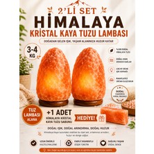 Anadolu Hasat 2 Adet- 3-4kg Himalaya Kristal Kaya Tuzu Lambası+1.5 M Kablolu Açma-Kapama Düğmeli
