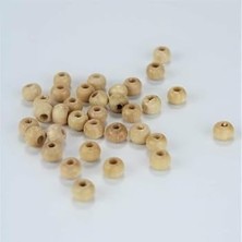 Prime - Krem Delikli Ahşap Boncuk 8 mm 10 Gram
