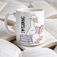 Vuralsin38 I Love Reading Yazılı Kupa Model 210 Kitap Temalı Tasarım Seramik Kahve Kupası Kitap Severlere Hediye