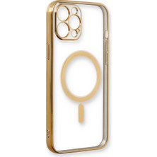 iPhone 12 Pro Kılıf Magneticsafe Lazer Silikon - Gold