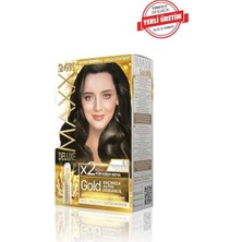 Prime Maxx Deluxe Serisi 24K Altın Parçacıklı Serum ile 1 Kutu 2 x 50 ml ve Geliştiriciler Saç Boyası (Küllü Koyu Kumral 6.1)
