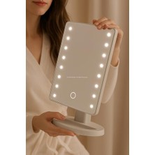 Prime LED Işıklı Makyaj Aynası Dokunmatik 3 Işık Modlu Ayarlanabilir Oynar Başlıklı Masa Üstü Ayna Beyaz Işık Gün Işığı Işık