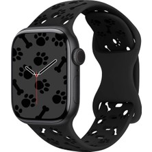 - 42/44/45/46/49MM ile Uyumlu Kordon Pati Kedi Köpek Silikon Kordon 2/3/4/5/6/se/7/8/9/10/ultra - Siyah 2