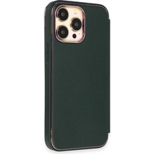 iPhone 14 Pro Max Kılıf Dolpin Kapaklı - Koyu Yeşil