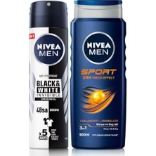 Prime Men Erkek Sprey Deodorant & Invisible Original ve Men Sport Erkek Duş Jeli 500ML