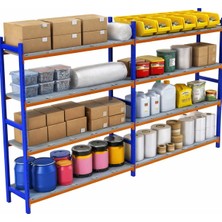 Alanraf 4 Katlı Duble Depo Rafı - 300-350 kg Taşıma Kapasiteli Hafif Rack Raf 50X90X200 cm