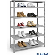 Alanraf 6 Katlı Galvaniz Çelik Gri Renkli Ayakkabılık Rafı 31X75X150CM