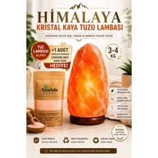 Anadolu Hasat 3-4Kg Himalaya Kaya Tuzu Lambası (Kablo Açma Kapama Anahtarlı Ampul) 500GR Himalaya Tuz Hediye