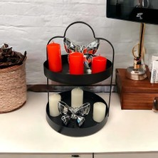 Prime 24 cm Yuvarlak Siyah Iki Katlı Banyo Mutfak Makyaj Organizer Rafı Model 1