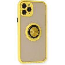 iPhone 11 Pro Max Kılıf Montreal Yüzüklü Silikon Kapak - Sarı