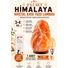 Anadolu Hasat 3-4kg Himalaya Kristal Kaya Tuzu Lambası 1.5m Kablolu Açma-Kapama Düğmeli+ampul hediyeli