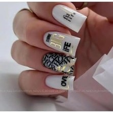 Prime Genel Yazı Desenli Tırnak Tattoo Nail Art