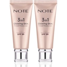 Prime Cosmetics 3 In 1 Glowing Skin Tinted Moisturizer 50 Spf Işıltılı Aydınlatıcı Krem (2 Paketi)