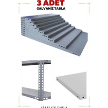 Alanraf 3 Adet Galvaniz Çelik Raf Tablası - Depo, Arşiv, Kiler, Dosya, Market Rafı 43X93 Cm-0.70 mm