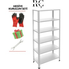 Alanraf 6 Katlı Galvaniz Çelik Raf - Depo, Arşiv, Kiler, Dosya, Market Rafı Hediye Setli