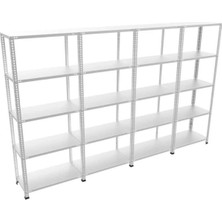 Alanraf Güney Raf Galvanizraf Çelik Raf 31X300X200 5 Katlı 4 Lü Bitişik Çelik Raf Arşiv Depo Kiler Rafı