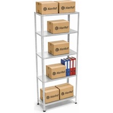 Alanraf 5 Katlı Galvaniz Çelik Raf - Depo, Arşiv, Kiler, Dosya, Market Rafı 31X75 CM-100 Cm-0.70 mm