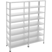 Alanraf 8 Katlı Duble Galvaniz Çelik Raf - Depo, Arşiv, Kiler, Dosya, Market Rafı 31X60 CM-250 CM-0.70CM