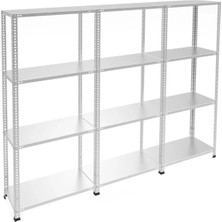 Alanraf 4 Katlı 3'lü Galvaniz Çelik Raf - Depo, Arşiv, Kiler, Dosya, Market Rafı 31X60 CM-200 Cm-0.70 mm