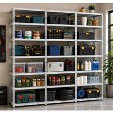 Alanraf 7 Katlı 3'lü Galvaniz Çelik Raf 43X60X200 cm Depo, Arşiv, Kiler, Dosya, Market Rafı