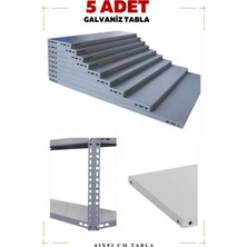 Alanraf 5 Adet Galvaniz Çelik Raf Tablası - Depo, Arşiv, Kiler, Dosya, Market Rafı 43X93 Cm-0.70 mm