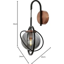 Prime AP-60291-1BSY Siyah Boyalı Aplik E14 Metal Cam 22X24CM