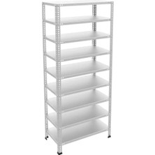 Alanraf 9 Katlı Galvaniz Çelik Raf - Depo, Arşiv, Kiler, Dosya, Market Rafı 31X93 CM-250 Cm-0.70 mm