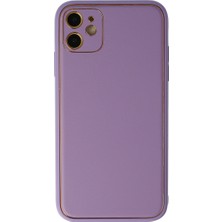 iPhone 12 Kılıf Coco Deri Silikon Kapak - Lila