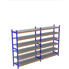 Alanraf 6 Katlı 2'li(Duble) Depo Rafı - 300-350 kg Taşıma Kapasiteli Hafif Rack Raf 50X90X200 cm