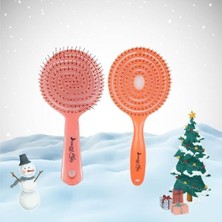 Prime Professional Yılbaşı Paketi Üç Boyutlu Oval Saç Fırçası Pembe ve Turuncu