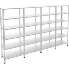 Alanraf 6 Katlı 4'lü Galvaniz Çelik Raf - Depo, Arşiv, Kiler, Dosya, Market Rafı 43X60CM-250 Cm-0.70 mm