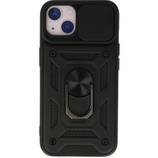 Newface Apple iPhone 14 Kılıf Pars Lens Yüzüklü Silikon - Siyah
