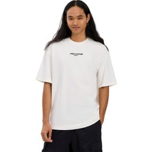 Aleg Ekru Erkek Oversize Yazı Baskılı T-Shirt ALG25022-10 11-0604 T-Shirt Ördek