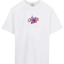 Aleg Ekru Erkek Oversize Yazı Baskılı T-Shirt ALG25022-13 11-0604 T-Shirt Pasta