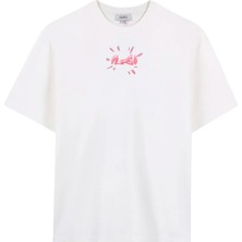 Aleg Ekru Erkek Oversize Yazı Baskılı T-Shirt ALG25022-11 11-0604 T-Shirt Göz