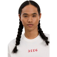 Aleg Ekru Erkek Oversize Logo Baskılı T-Shirt ALG25022-03 11-0604 T-Shirt Etnik