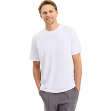 Aleg Beyaz Erkek Oversize Logo Baskılı T-Shirt ALG25043 11-0601 Alegion T-Shirt