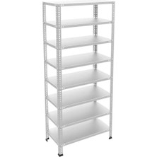 Alanraf 8 Katlı Galvaniz Çelik Raf - Depo, Arşiv, Kiler, Dosya, Market Rafı 31X93 CM-250 Cm-0.70 mm