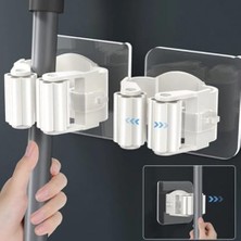 Prime Yapışkanlı Pratik Mop ve Süpürge Tutucu Seti 4 Adet - Duvara Monte, Güçlü Yapışkan, Kolay Kurulum