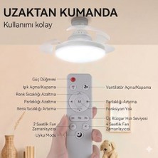 Prime Dolunay Fanlı LED Ampul - 72W 7850 Lümen - 3 Renk Yanma Modlu (Beyaz, Gün Işığı, Natural) - Uzaktan Kumandalı, Dimlenebilir Hayalet Pervaneli Tavan Vantilatörü ve Aydınlatma