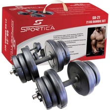 Sportica 10,5 kg Vinyl Dambıl Set Siyah Renk ile El Anatomisine Uygun Tasarım