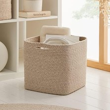 Prime Bej Kırçıllı Pamuklu Sepet 30 x 30 x 30 cm