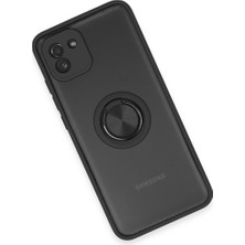 Galaxy A03 Kılıf Montreal Yüzüklü Silikon Kapak - Siyah