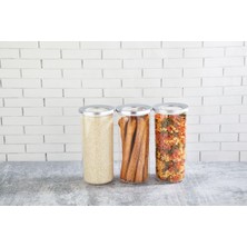 Prime Yuvarlak Lüks Saklama Kabı, Krom Kapak 3X1250 ml