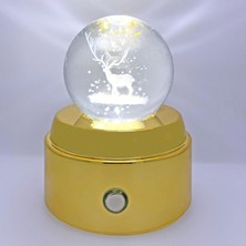 Prime Işıklı Müzikli Dönen 3D Kristal Cam Küre Geyik Model
