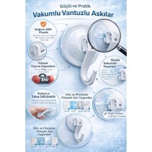 Prime Güçlü Vantuzlu Askı 4’lü Set. Delme Gerektirmeyen Duvar Askısı, Banyo Mutfak Duş Lavabo Için, Cam Seramik Uyumlu, Iz Bırakmaz Kaymaz