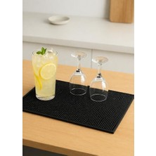 Prime Silikon Bar Matı, Siyah, Kaymaz Tezgah ve Bulaşık Kurutma Matı, 43X29 Cm, Mutfak ve Bar Için